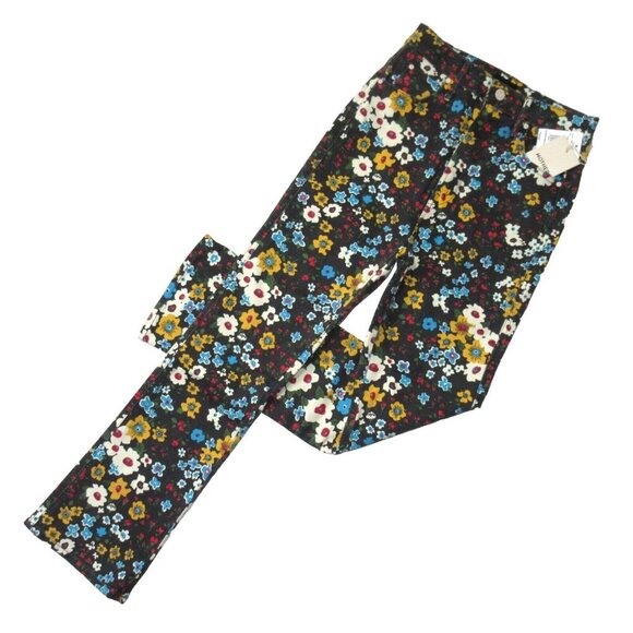 NWT Mother High Waisted Smokin Double Ankle in Pushing Daisies Floral Jeans 25